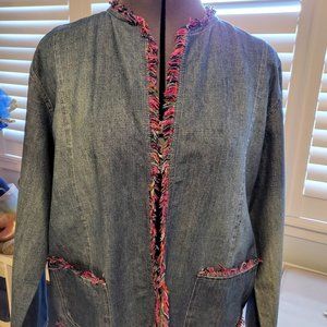 Chico's Short lightweight Denim Jacket Size 2